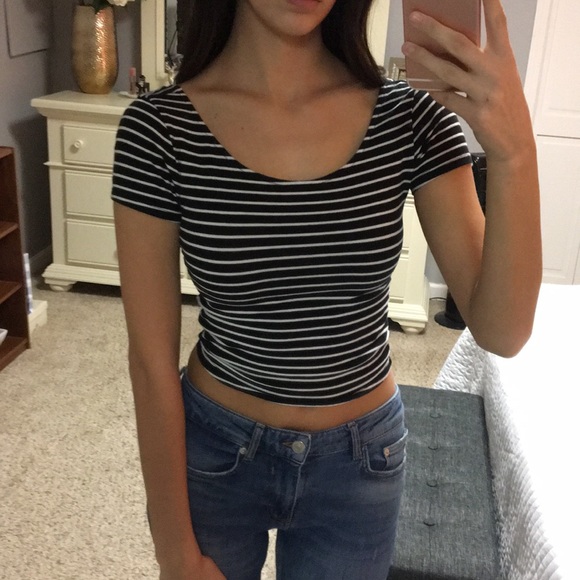 American Eagle Outfitters Tops - Striped boat neck crop top American Eagle Outfitters Tops - Striped boat neck crop top